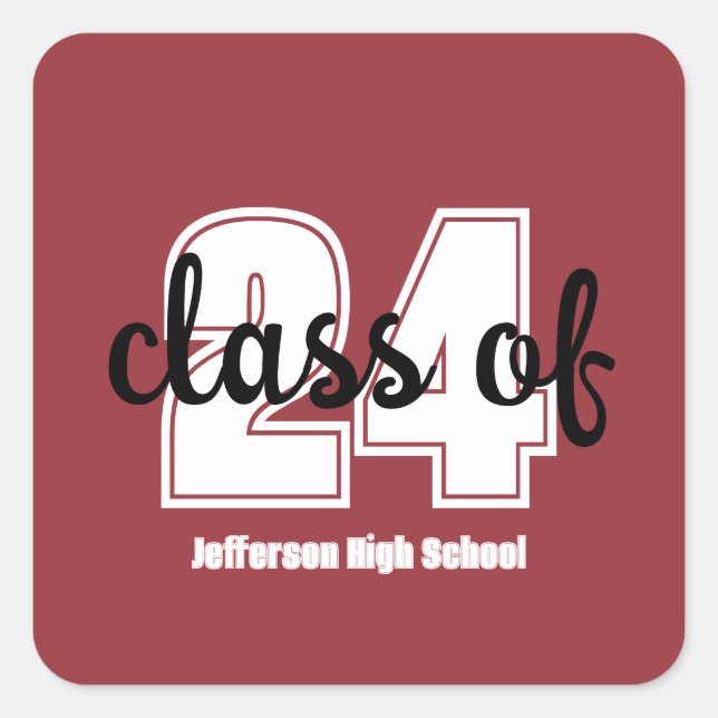 Adesivo Quadrado Classe de (24) mais velho personalizado (Frente)