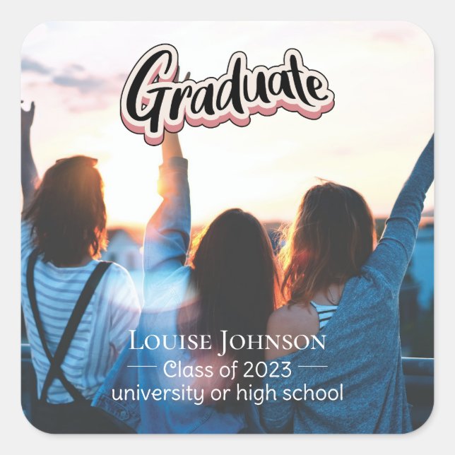 Adesivo Quadrado Classe de anúncio de gradação de 2023 (Frente)