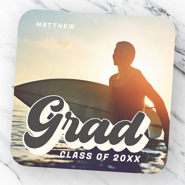 Adesivo Quadrado Classe De Formando De Foto Simples Da Imagem Retro (Criador carregado)