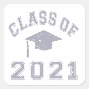 Adesivo Quadrado Classe De Graduação 2021 - Cinza 2