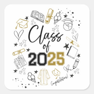 ADESIVO QUADRADO CLASSE DE GRADUAÇÃO 2025