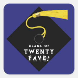 Adesivo Quadrado Classe de Graduação Azul de 25