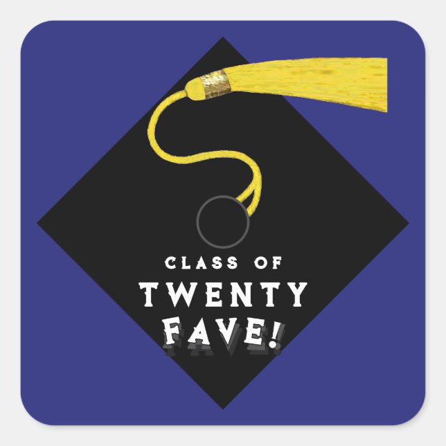 Adesivo Quadrado Classe de Graduação Azul de 25 (Frente)