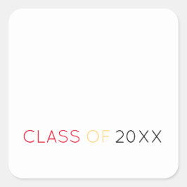 Adesivo Quadrado CLASSE DE Graduação DE 2025 Escola Cores Diversão
