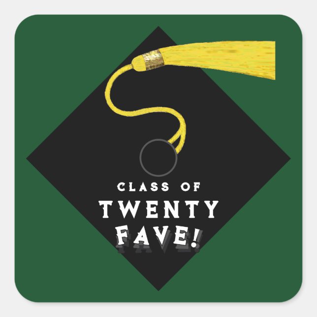 Adesivo Quadrado Classe de Graduação de 25 Verdes (Frente)