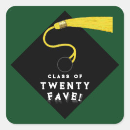 Adesivo Quadrado Classe de Graduação de 25 Verdes