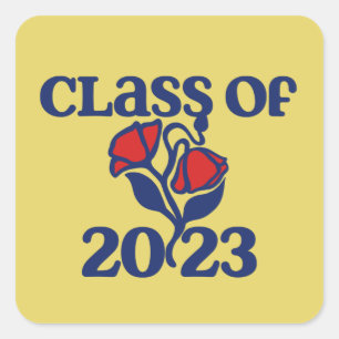 Adesivo Quadrado Classe de graduação de designs de rosa vermelha re