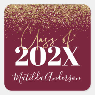 Adesivo Quadrado Classe de graduação de ouro moderno e brilhante