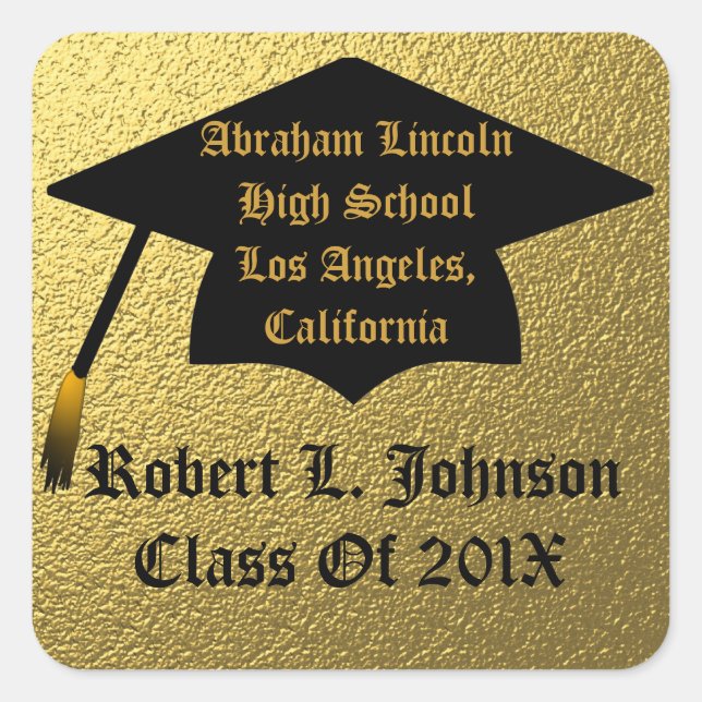 Adesivo Quadrado Classe Dourada Clássica De Vinhetas De Graduação 2 (Frente)