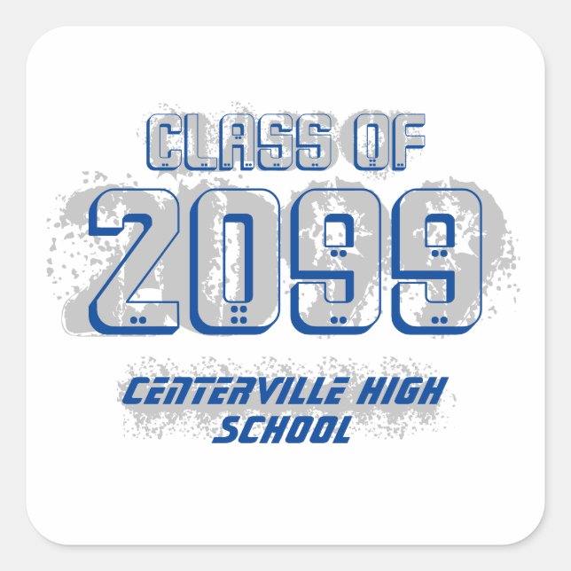 Adesivo Quadrado Classe Moderna de Distúrbios Azuis (Frente)