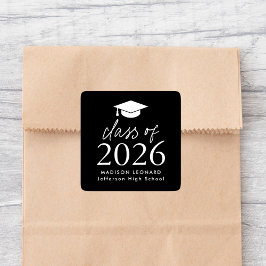 Adesivo Quadrado Classe Moderna de Graduação Preta em 2025