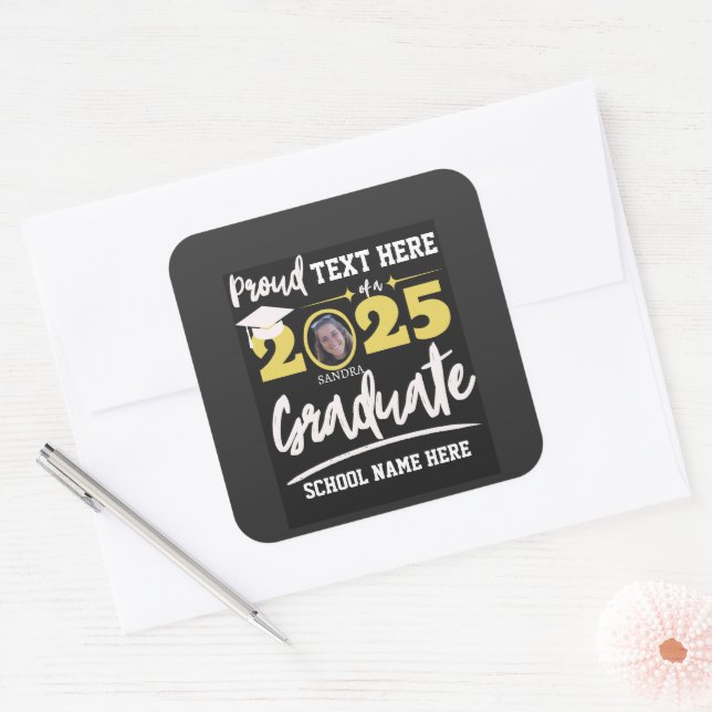 Adesivo Quadrado Classe Personalizada de Graduação da Família Orgul (Envelope)