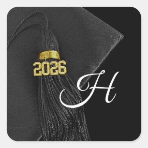 Adesivo Quadrado Classe preta da letra do monograma da graduação