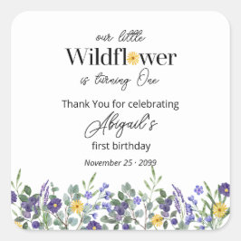 Adesivo Quadrado Classic Blue Our Little Wildflower 1st Birthday