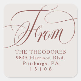 Adesivo Quadrado Classic elegant off white return address