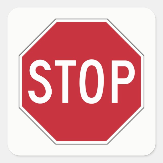 Adesivo Quadrado Classic Red USA Stop Sign Traffic/Road Stickers (Frente)
