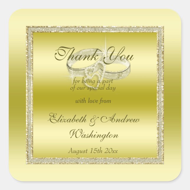 Adesivo Quadrado Clássica Dourada Literatura e Anéis de Casamento (Frente)