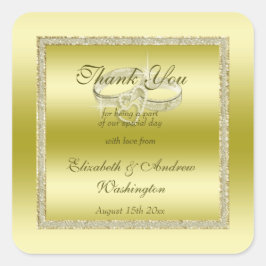 Adesivo Quadrado Clássica Dourada Literatura e Anéis de Casamento