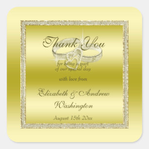 Adesivo Quadrado Clássica Dourada Literatura e Anéis de Casamento