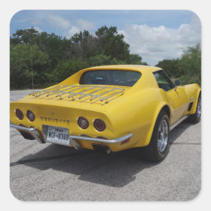 Adesivo Quadrado Clássico amarelo 1973 Corvette