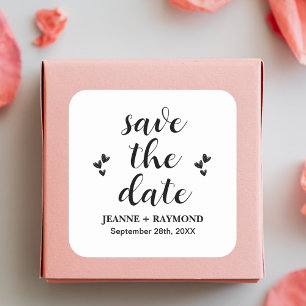 Adesivo Quadrado Clássico Anúncio de Noivado Save The Date