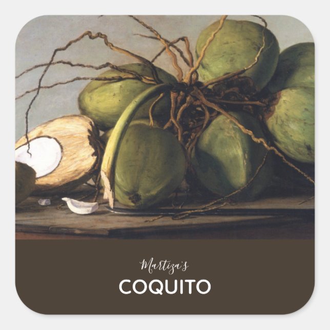 Adesivo Quadrado Clássico de Coconut de Coquito (Frente)