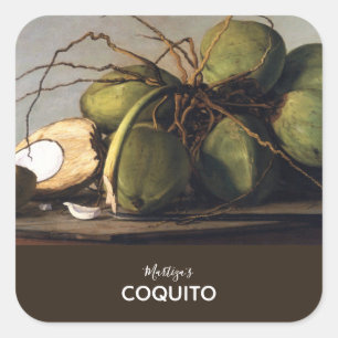 Adesivo Quadrado Clássico do coco do Coquito