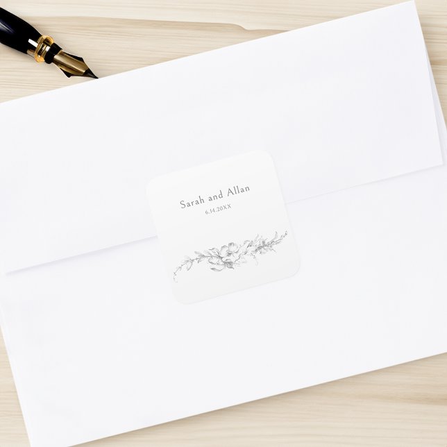 Adesivo Quadrado Clássico Elegante francês Rococo Floral (Criador carregado)