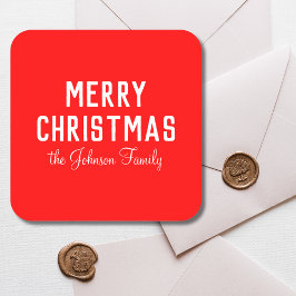 Adesivo Quadrado Clássico Elegante Natal Vermelho Limpo