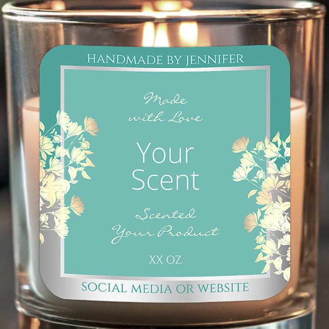 Adesivo Quadrado Clássico Floral Rotulagem de Embalagem de Produto  (Criador carregado)