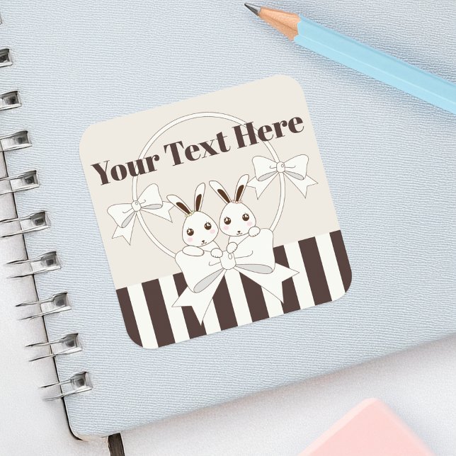 Adesivo Quadrado Clássico Moderno Stripe Bonito Bico (Criador carregado)