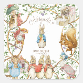 Adesivo Quadrado Clássico Peter, o Chá de fraldas do Coelho