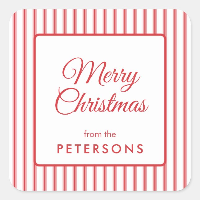 Adesivo Quadrado Clássico Vinheta de Natal Merry (Frente)