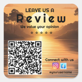 Adesivo Quadrado Classifique-nos: Business Review QR Code Sticker