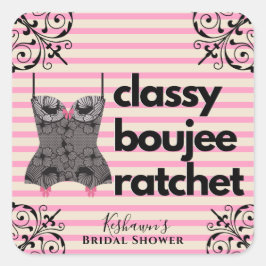 Adesivo Quadrado Classy Boujee Ratchet | Lingerie rosa e preta