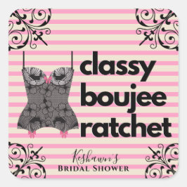 Adesivo Quadrado Classy Boujee Ratchet | Lingerie rosa e preta