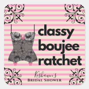 Adesivo Quadrado Classy Boujee Ratchet   Lingerie rosa e preta