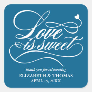 ADESIVO QUADRADO CLASSY ELEGANT LOVE É DOCE CASAMENTO