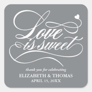 ADESIVO QUADRADO CLASSY ELEGANT LOVE É DOCE CASAMENTO