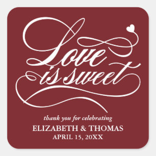 ADESIVO QUADRADO CLASSY ELEGANT LOVE É DOCE CASAMENTO
