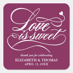 ADESIVO QUADRADO CLASSY ELEGANT LOVE É DOCE CASAMENTO