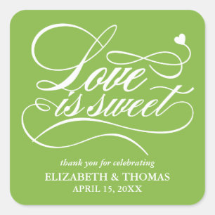 ADESIVO QUADRADO CLASSY ELEGANT LOVE É DOCE CASAMENTO