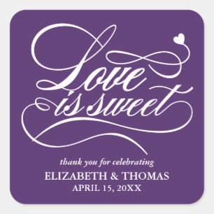 ADESIVO QUADRADO CLASSY ELEGANT LOVE É DOCE CASAMENTO