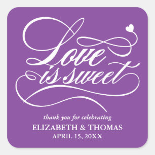 ADESIVO QUADRADO CLASSY ELEGANT LOVE É DOCE CASAMENTO