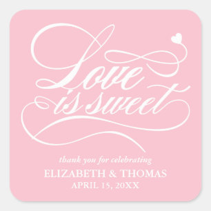 ADESIVO QUADRADO CLASSY ELEGANT LOVE É DOCE CASAMENTO