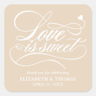ADESIVO QUADRADO CLASSY ELEGANT LOVE É DOCE CASAMENTO