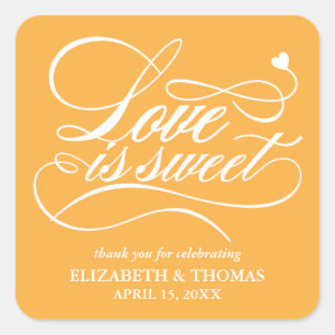 ADESIVO QUADRADO CLASSY ELEGANT LOVE É DOCE CASAMENTO