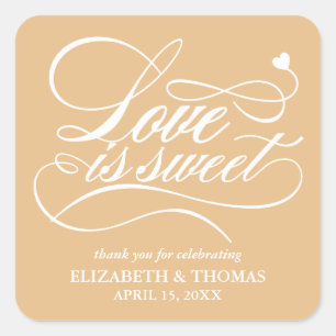 ADESIVO QUADRADO CLASSY ELEGANT LOVE É DOCE CASAMENTO