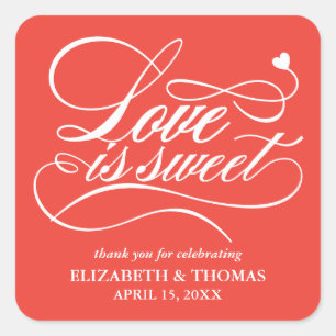 ADESIVO QUADRADO CLASSY ELEGANT LOVE É DOCE CASAMENTO