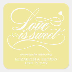 ADESIVO QUADRADO CLASSY ELEGANT LOVE É DOCE CASAMENTO